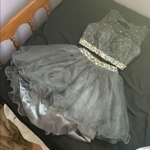 Two piece homecoming dress (Dark Grey/Sequin)